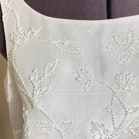 Vtg Anne Taylor Satin Silk Beaded Top 6P Ivory Bridal Wedding Separates Sparkle - Picture 12 of 14